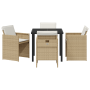 Juego de Comedor de Jardín de 5 Piezas con Cojines Beige Poliratán | Foro24.es | Tu tienda online para hogar, jardín y más Foro24.es