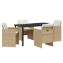 Juego de comedor de jardín de 5 piezas con cojines beige de ratán | Foro24.es | Tu tienda online para hogar, jardín y más Foro24.es