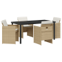 Conjunto de Comedor de Jardín de 5 Piezas con Cojines Beige de Ratán | Foro24.es | Tu tienda online para hogar, jardín y más Foro24.es