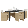 Conjunto de Comedor de Jardín de 5 Piezas con Cojines Beige de Ratán | Foro24.es | Tu tienda online para hogar, jardín y más Foro24.es