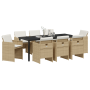 Juego de Comedor de Jardín de 9 Piezas con Cojines Beige Poliratán | Foro24.es | Tu tienda online para hogar, jardín y más Foro24.es
