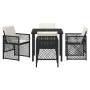Conjunto de Comedor de Jardín de 5 Piezas con Cojines Rattan Poli Negro, Mesa de Jardín  Negra 80x80x73 cm Cristal Templado | Foro24.es | Tu tienda online para hogar, jardín y más Foro24.es