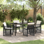 Juego de Comedor de Jardín de 5 Piezas con Cojines Negro de Polirratán, Mesa de Jardín Negra 160x80x73 cm de Vidrio Templado | Foro24.es | Tu tienda online para hogar, jardín y más Foro24.es