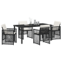 Juego de Comedor de Jardín de 5 Piezas con Cojines Negro de Polirratán, Mesa de Jardín Negra 160x80x73 cm de Vidrio Templado | Foro24.es | Tu tienda online para hogar, jardín y más Foro24.es