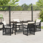 Juego de Comedor de Jardín de 5 Piezas con Cojines Negro de Polirratán, Mesa de Jardín Negra 160x80x73 cm de Vidrio Templado | Foro24.es | Tu tienda online para hogar, jardín y más Foro24.es