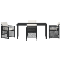 Juego de Comedor de Jardín de 5 Piezas con Cojines Negro de Polirratán, Mesa de Jardín Negra 160x80x73 cm de Vidrio Templado | Foro24.es | Tu tienda online para hogar, jardín y más Foro24.es