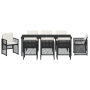 Juego de Comedor de Jardín de 9 Piezas con Cojines Negros de Poliratán, Mesa de Jardín  Negra 200x80x73 cm Cristal Templado | Foro24.es | Tu tienda online para hogar, jardín y más Foro24.es