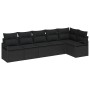 Conjunto de sofá de jardín 6 pcs Negro Poliratán