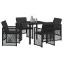 Comedor de Jardín de 5 Piezas con Cojines Negritos de Ratán Sintético, Mesa de Jardín  Negra 80x80x73 cm con Vidrio Templado | Foro24.es | Tu tienda online para hogar, jardín y más Foro24.es