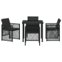 Comedor de Jardín de 5 Piezas con Cojines Negritos de Ratán Sintético, Mesa de Jardín  Negra 80x80x73 cm con Vidrio Templado | Foro24.es | Tu tienda online para hogar, jardín y más Foro24.es