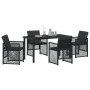 Set de Comedor de Jardín  de 5 Piezas con Cojines Negro Poli Ratan, Mesa de Jardín  Negra 140x80x73 cm con Vidrio Templado | Foro24.es | Tu tienda online para hogar, jardín y más Foro24.es
