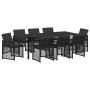 Juego de Comedor de Jardín de 9 Piezas con Cojines Negro de Polirratán, Mesa de Jardín  Negra 200x80x73 cm Vidrio Templado | Foro24.es | Tu tienda online para hogar, jardín y más Foro24.es