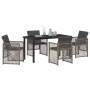 Juego de Comedor de Jardín de 5 Piezas con Cojines Gris de Mimbre, Mesa de Jardín  Negra 140x80x73 cm con Cristal Templado | Foro24.es | Tu tienda online para hogar, jardín y más Foro24.es