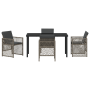 Juego de Comedor de Jardín de 5 Piezas con Cojines Gris de Mimbre, Mesa de Jardín  Negra 140x80x73 cm con Cristal Templado | Foro24.es | Tu tienda online para hogar, jardín y más Foro24.es