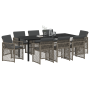 Conjunto de Comedor de Jardín de 9 Piezas con Cojines Gris ratán tejido de , Mesa de Jardín  Negra 200x80x73 cm Cristal Templado | Foro24.es | Tu tienda online para hogar, jardín y más Foro24.es