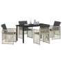 Juego de Comedor de Jardín de 5 Piezas con Cojines Gris Claro, Mesa de Jardín Negra 140x80x73 cm con Vidrio Templado von , Ga...