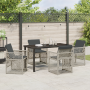 Juego de Comedor de Jardín de 5 Piezas con Cojines Gris Claro, Mesa de Jardín Negra 140x80x73 cm con Vidrio Templado von , Ga...