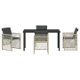 Juego de Comedor de Jardín de 5 Piezas con Cojines Gris Claro, Mesa de Jardín Negra 140x80x73 cm con Vidrio Templado von , Ga...