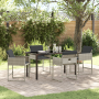 Juego de Comedor de Jardín de 5 Piezas con Cojines Poliratán Gris Claro, Mesa de Jardín Negra 140x80x73 cm Vidrio Templado vo...