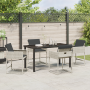 Juego de Comedor de Jardín de 5 Piezas con Cojines Poliratán Gris Claro, Mesa de Jardín Negra 140x80x73 cm Vidrio Templado vo...