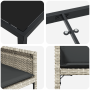 Juego de Comedor de Jardín de 5 Piezas con Cojines Poliratán Gris Claro, Mesa de Jardín Negra 140x80x73 cm Vidrio Templado vo...