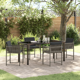 Set de Comedor de Jardín de 5 Piezas con Cojines Gris Poliratán von , Gartenstühle - Ref: Foro24-3380751, Preis: 257,46 €, Ra...