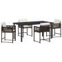 Conjunto de Comedor de Jardín de 5 Piezas con Cojines Marrón Poliratán | Foro24.es | Tu tienda online para hogar, jardín y más Foro24.es