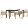Juego de Comedor de Jardín de 5 Piezas con Cojines Beige Poliratán von , Gartenstühle - Ref: Foro24-3380759, Preis: 270,39 €,...