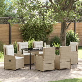 Juego de Comedor de Jardín de 7 Piezas Beige de Poliratán von , Gartenstühle - Ref: Foro24-3380971, Preis: 811,93 €, Rabatt: %