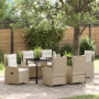 Juego de Comedor de Jardín de 7 Piezas Beige de Poliratán by , Garden chairs - Ref: Foro24-3380971, Price: 811,93 €, Discount: %