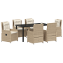 Juego de Comedor de Jardín de 7 Piezas Beige de Poliratán by , Garden chairs - Ref: Foro24-3380971, Price: 811,93 €, Discount: %