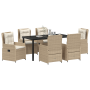 Juego de Comedor de Jardín de 7 Piezas Beige de Poliratán by , Garden chairs - Ref: Foro24-3380971, Price: 811,93 €, Discount: %