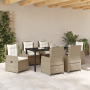Juego de Comedor de Jardín de 7 Piezas Beige de Poliratán by , Garden chairs - Ref: Foro24-3380971, Price: 811,93 €, Discount: %