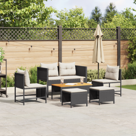 Juego de Sofás de Exterior Negro Ratán Sintético Mediano de , Conjuntos de jardín - Ref: Foro24-4104699, Precio: 302,43 €, De...