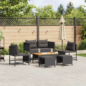 Conjunto de Sofá Exterior - Negro Ratán, Madera Mediano Duradero de , Conjuntos de jardín - Ref: Foro24-4104700, Precio: 302,...