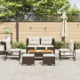Juego de Sofá Exterior Marrón y Crema Ratán, Madera, Tela Mediano by , Garden sets - Ref: Foro24-4104701, Price: 306,82 €, Di...