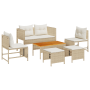 Conjunto de Sofá Exterior Beige y Crema Ratán y Tela Mediano von , Gartensets - Ref: Foro24-4104703, Preis: 308,61 €, Rabatt: %