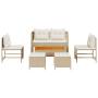 Conjunto de Sofá Exterior Beige y Crema Ratán y Tela Mediano von , Gartensets - Ref: Foro24-4104703, Preis: 308,61 €, Rabatt: %