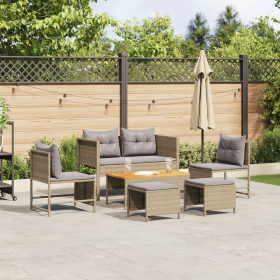 Set de Sofá de Exterior Beige y Gris Claro Ratán, Tela Estándar von , Gartensets - Ref: Foro24-4104704, Preis: 308,61 €, Raba...