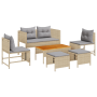 Set de Sofá de Exterior Beige y Gris Claro Ratán, Tela Estándar von , Gartensets - Ref: Foro24-4104704, Preis: 308,61 €, Raba...