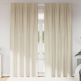 Cortinas opacas con cinta superior 2 pcs de terciopelo crema de , Cortinas y visillos - Ref: Foro24-4107186, Precio: 31,80 €,...