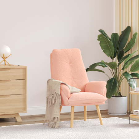 Sillón relajante de tela similar a lana rizada en rosa | Foro24.es | Tu tienda online para hogar, jardín y más Foro24.es