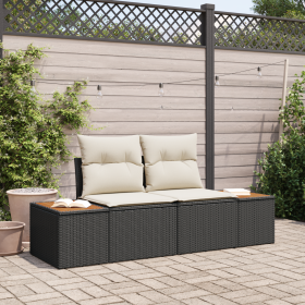 Sofá de Jardín de Dos Plazas con Almacenamiento y Cojines Negro Poliratán by , Outdoor sofas - Ref: Foro24-42006817, Price: 2...
