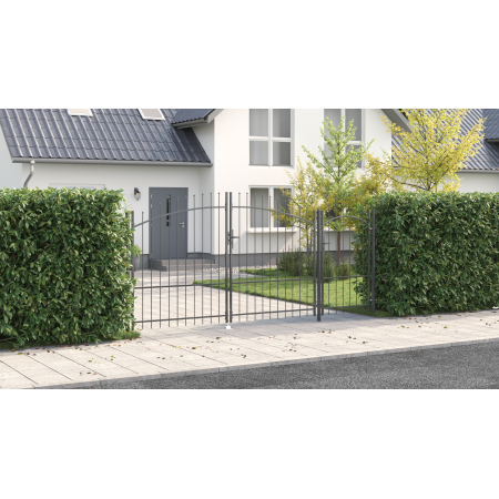 Puerta de Jardín con Picos en Forma de Lanza Gris 175x400 cm de Acero | Foro24.es | Tu tienda online para hogar, jardín y más Foro24.es