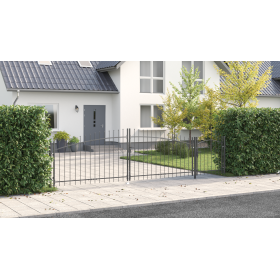 Puerta de Jardín con Parte Superior de Lanza Gris 150x500 cm de Acero by , garden gates - Ref: Foro24-42008919, Price: 269,67...
