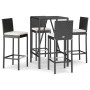 Mesa y taburetes altos jardín 5 pzas y cojines ratán PE negro von , Gartensets - Ref: Foro24-3187642, Preis: 383,96 €, Rabatt: %
