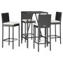 Mesa y taburetes altos jardín 5 pzas y cojines ratán PE negro von , Gartensets - Ref: Foro24-3187642, Preis: 383,96 €, Rabatt: %