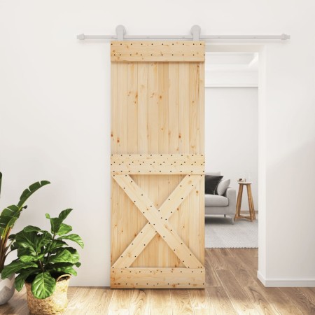 Puerta corredera con herrajes madera maciza de pino 80x210 cm by , Doors - Ref: Foro24-3203095, Price: 181,68 €, Discount: %