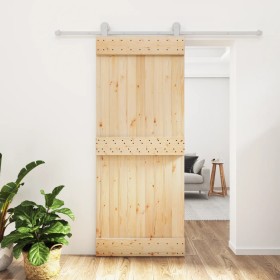 Puerta corredera con herrajes madera maciza de pino 85x210 cm by , Doors - Ref: Foro24-3203106, Price: 172,18 €, Discount: %
