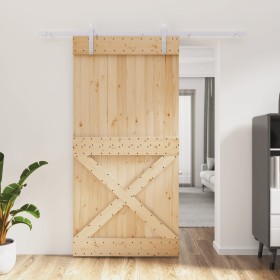 Puerta corredera con herrajes madera maciza de